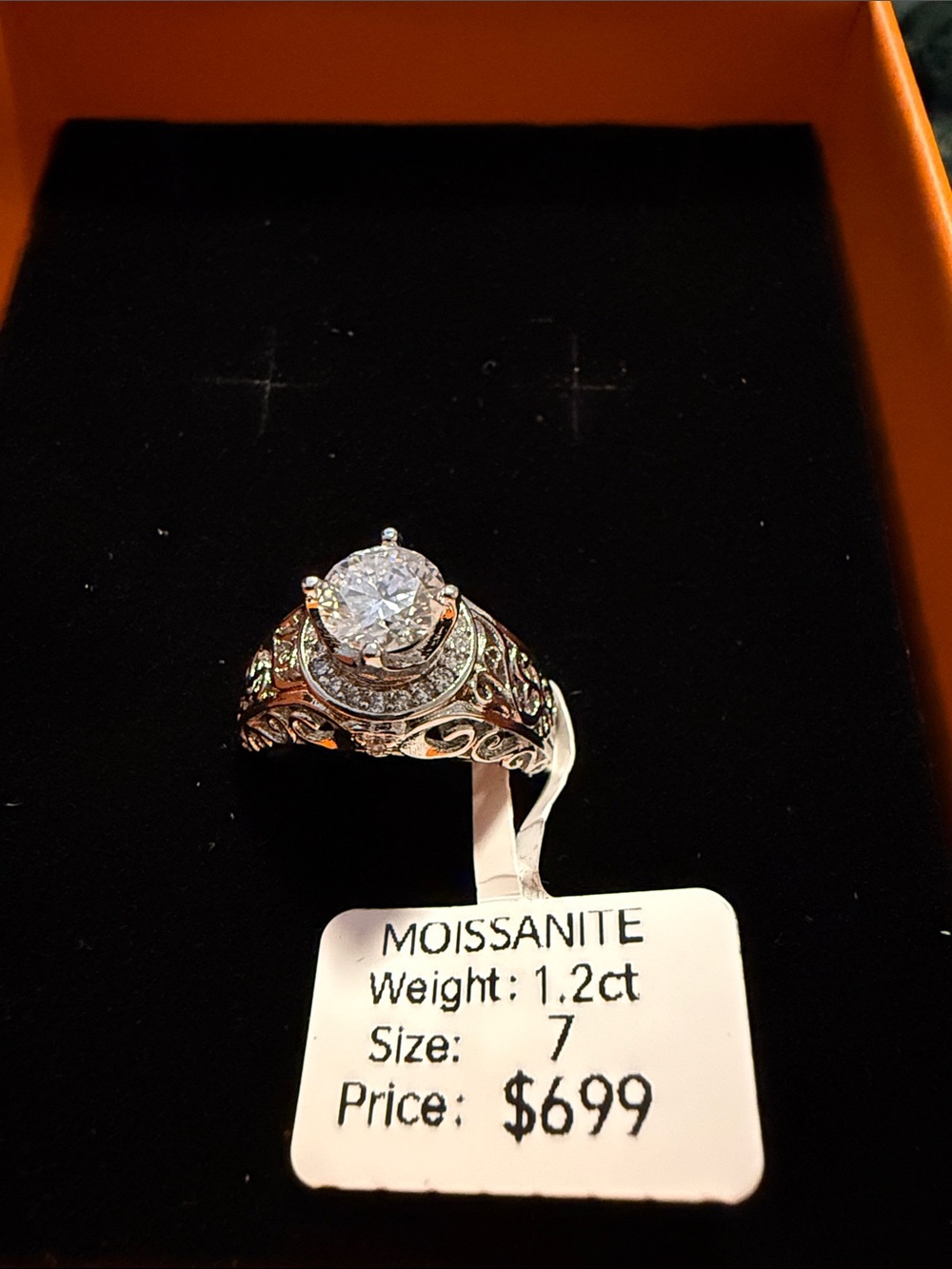 Moissanite Silver 1.2 ct Ring Size 7